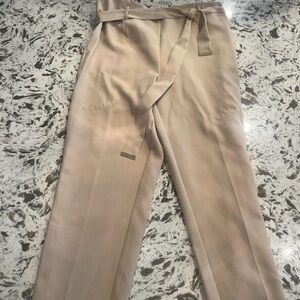 Beige Wrap Tie Pants